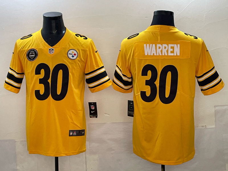 Men Pittsburgh Steelers 30 Warren yellow Nike NFL Jersey 001